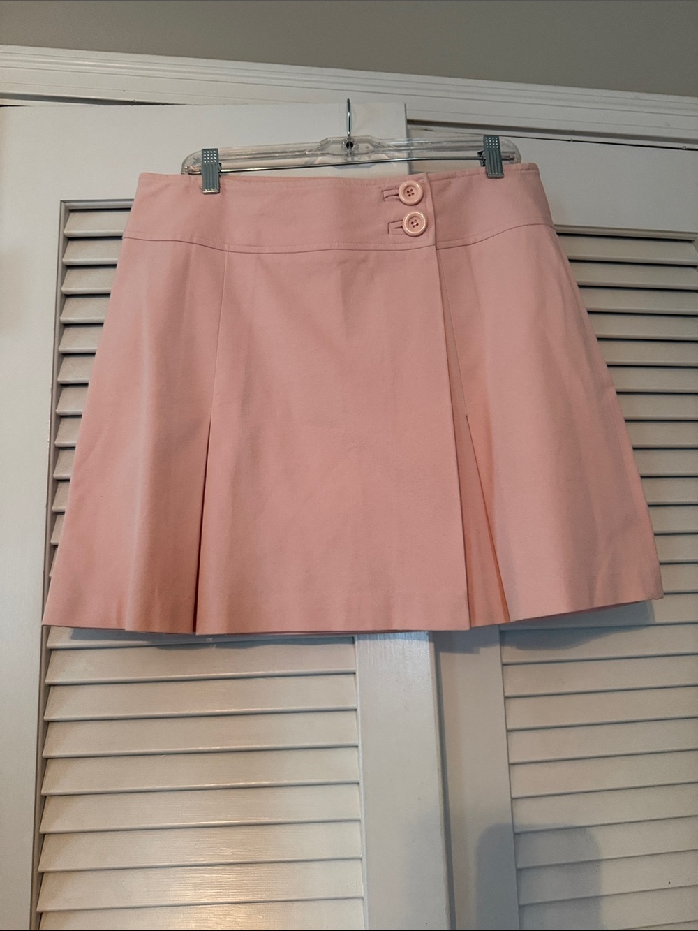 INC International Concepts Blush Pleated Mini Skirt with Button Detail